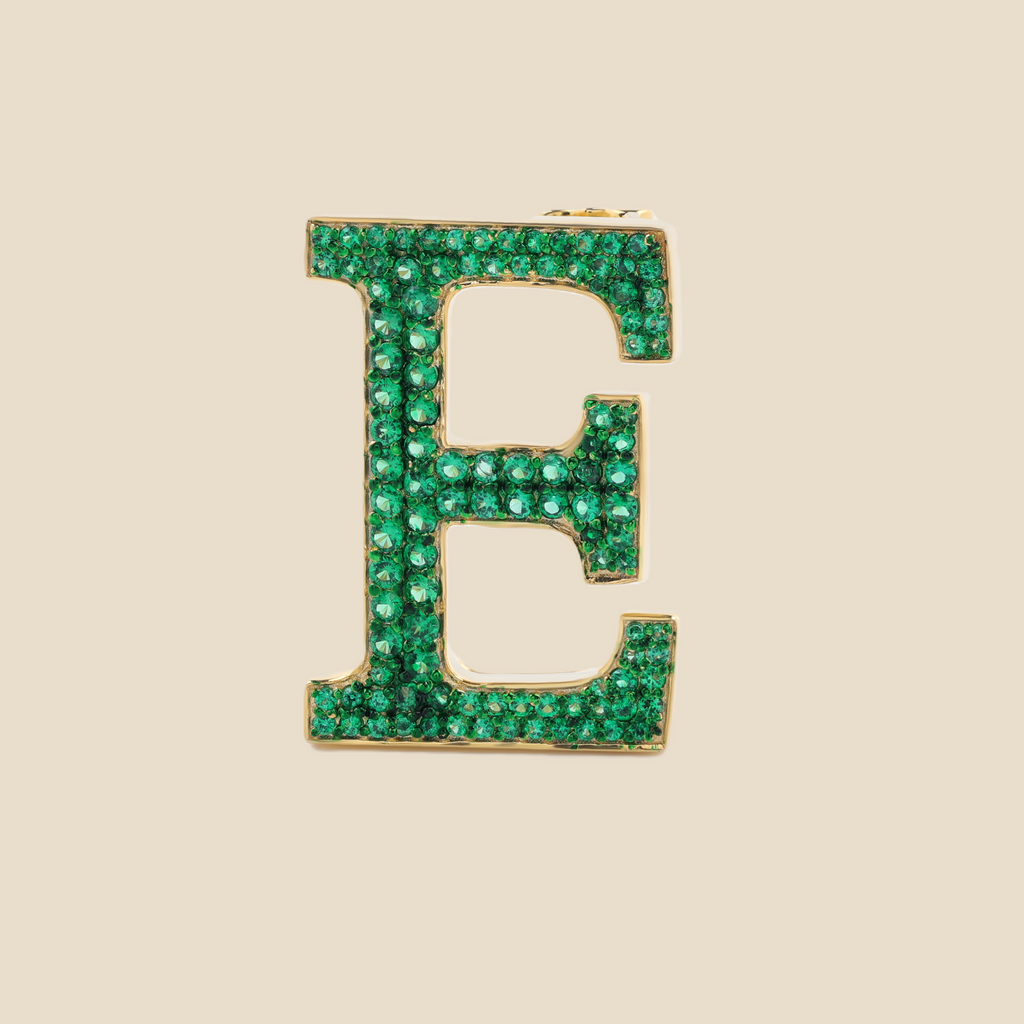 Letter E in Emeralds Tavari